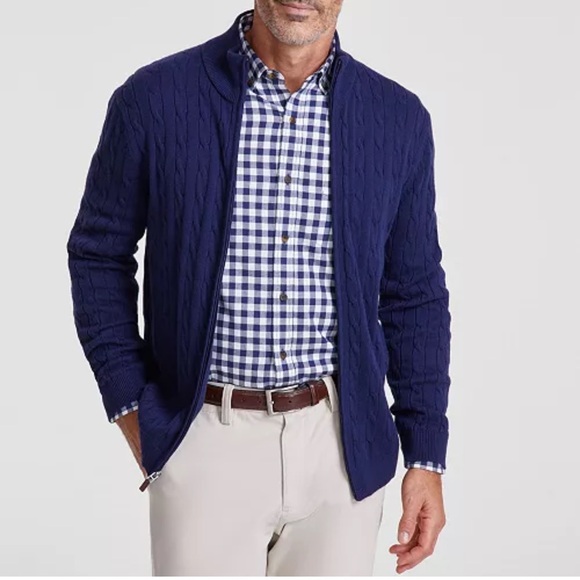 Macys Club Room Navy Cable Knit Sweater - Picture 1 of 6